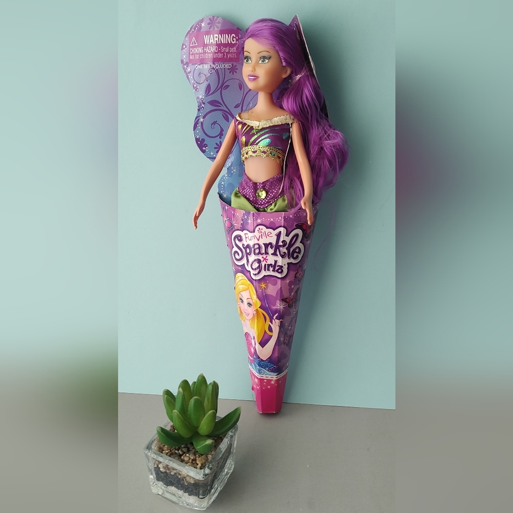 Doll Sparkle Girls Funville Hair. Purple 11" New  Collection  New Box Original